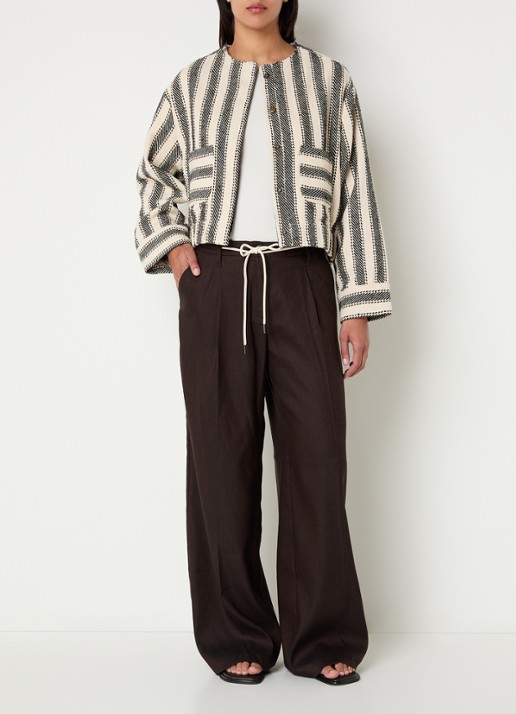 Summum Reversible jack met streepprint - voorkant 4 zwart