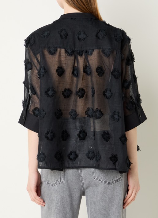 Summum Semi-transparante blouse met structuur - achterkant 2 zwart