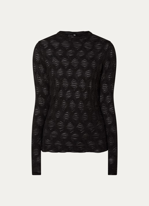 Summum Semi-transparante top met plooidetail - voorkant 3 zwart