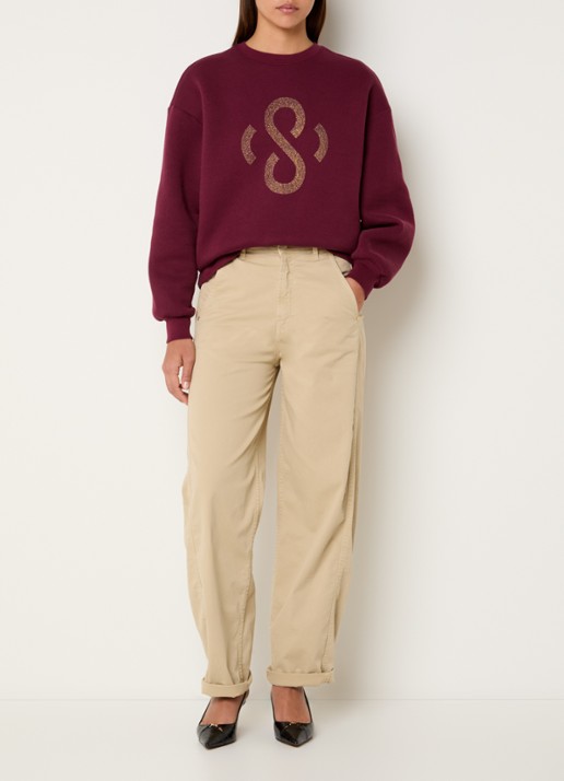 Summum Sweater met logoprint - voorkant 2 bordeauxrood