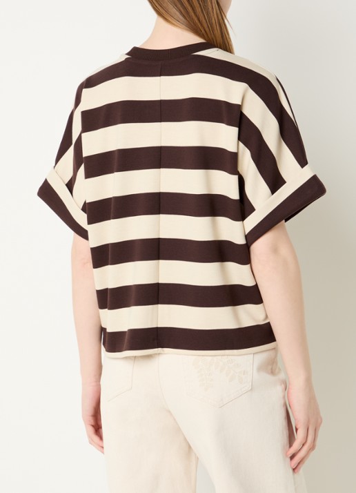 Summum T-shirt met streepprint - achterkant 4 bruin