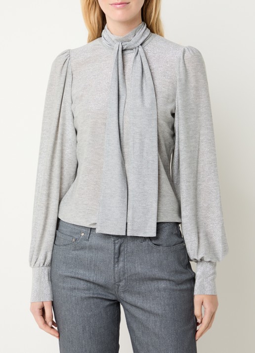 Summum Top met lurex en afneembare sjaalkraag