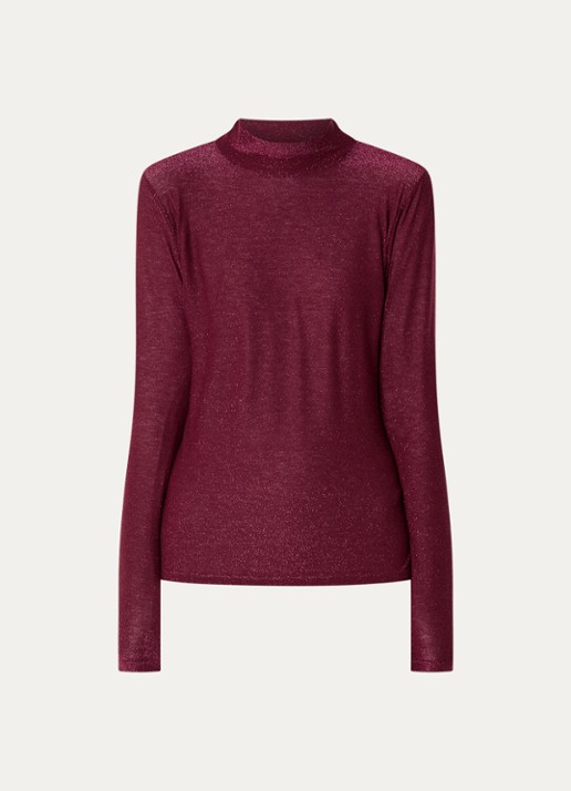 Summum Top met lurex en col - voorkant 3 bordeauxrood