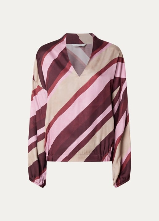 Summum Top met streepprint - voorkant 3 donkerrood