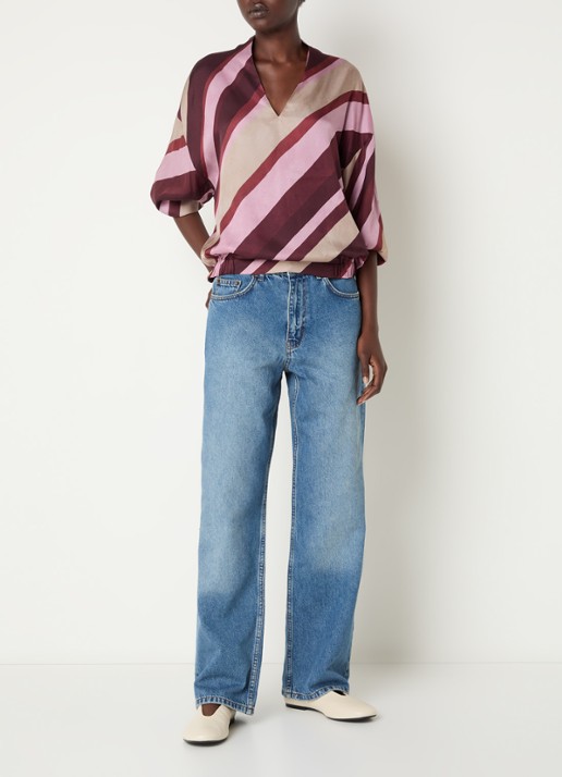 Summum Top met streepprint - voorkant 4 donkerrood