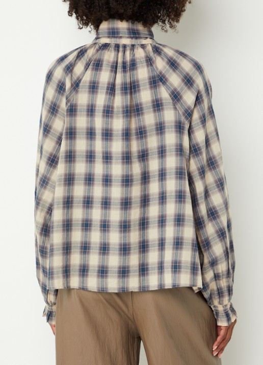 Summum Tuniek met ruitdessin en sjaalkraag - achterkant 2 blauw