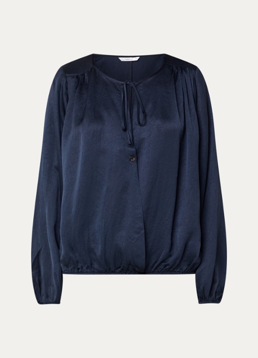 Summum Tuniek van satijn met V-hals - voorkant 2 donkerblauw
