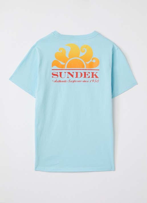 Sundek Herbert T-shirt met logo- en backprint - voorkant 2 gebroken wit