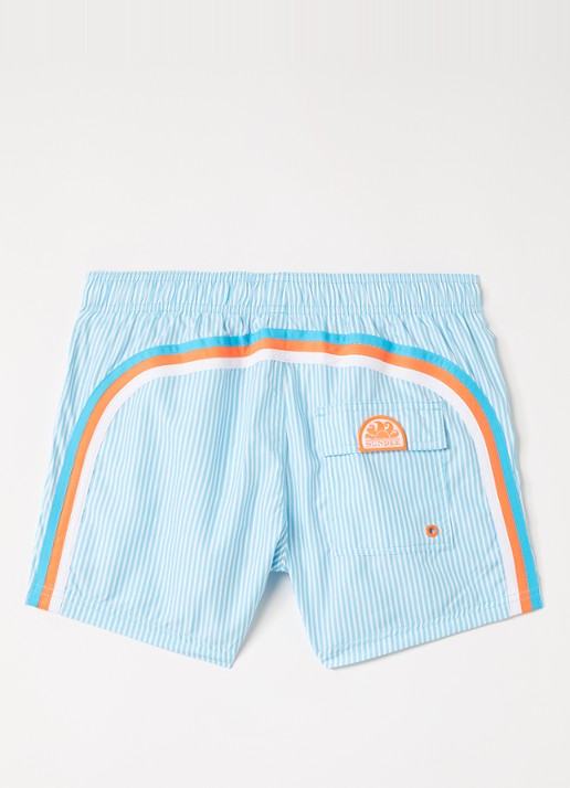Sundek Zwemshorts met streepprint - voorkant 2 lichtblauw