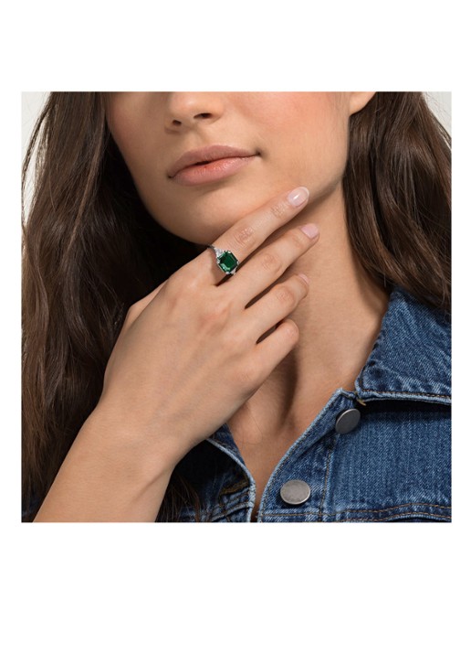 Swarovski Attract ring met kristal  - voorkant 2 zilver