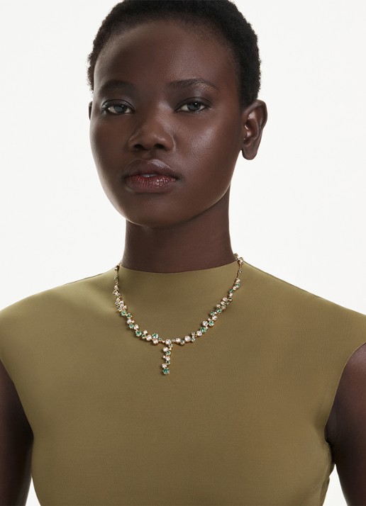 Swarovski Constella ketting met zirkonia - voorkant 6 goud