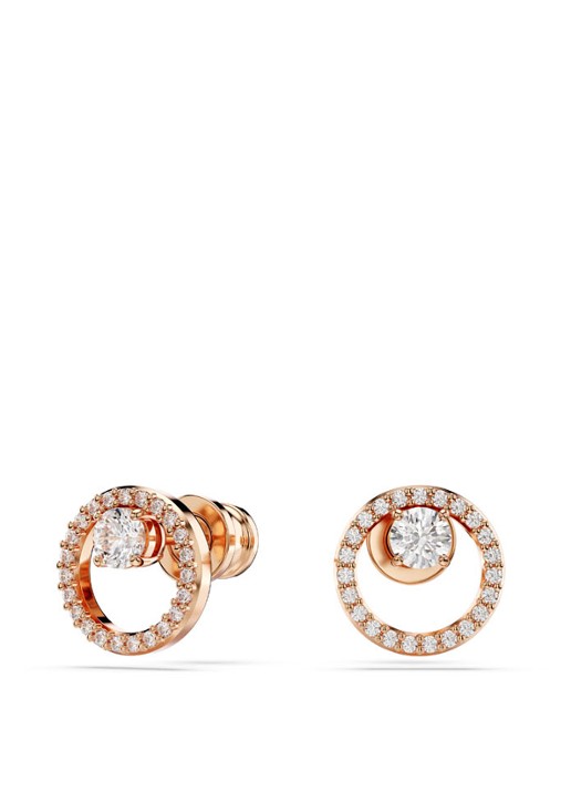 Swarovski Constella oorknopjes met zirkonia - detail 2 roségoud