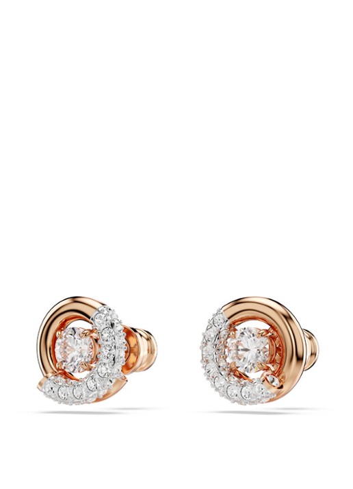 Swarovski Dextera oorknopjes met kristal - detail 2 roségoud