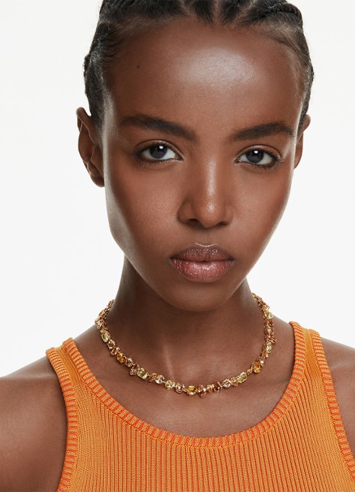 Swarovski Gema ketting met kristal - voorkant 6 goud