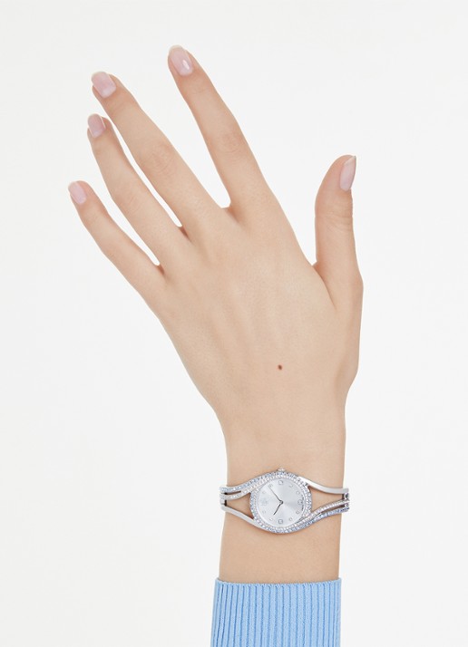 Swarovski Hyperbola bangle horloge 5689432 - voorkant 7 zilver