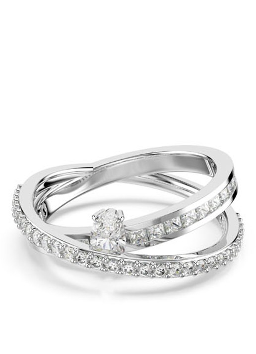 Swarovski Hyperbola ring met kristal  - voorkant 7 zilver