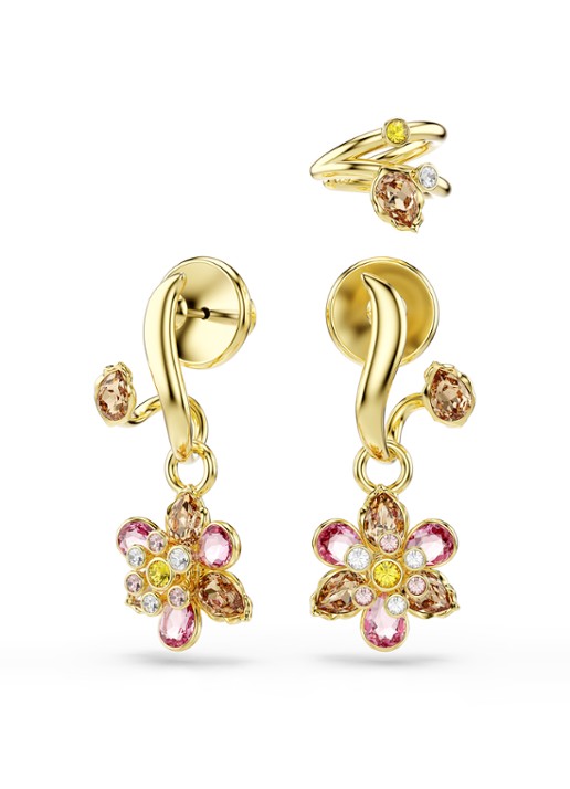 Swarovski Idyllia set van oorstekers en ear cuff met kristal - detail 2 goud