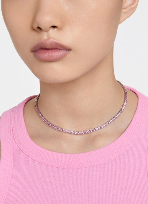 Swarovski Matrix ketting met kristal - voorkant 5 zilver