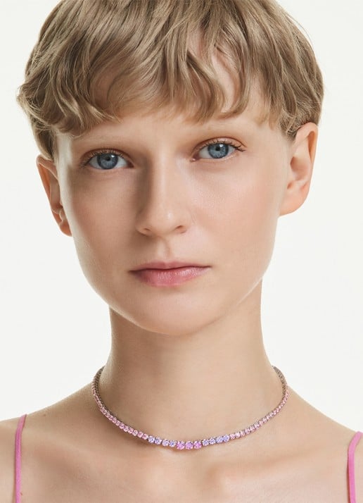 Swarovski Matrix ketting met kristal - detail 5 zilver