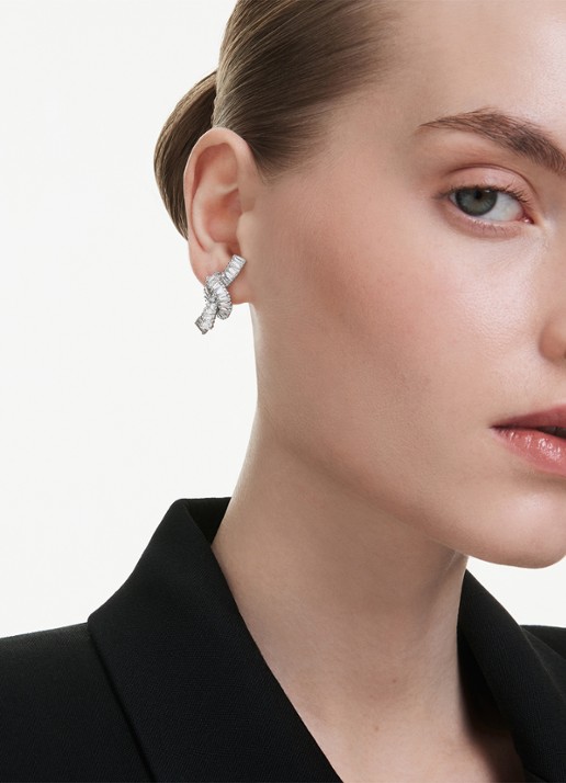 Swarovski Matrix oorstekers met zirkonia - voorkant 5 zilver