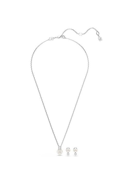Swarovski Matrix set van ketting en oorknopjes met kristal - detail zilver