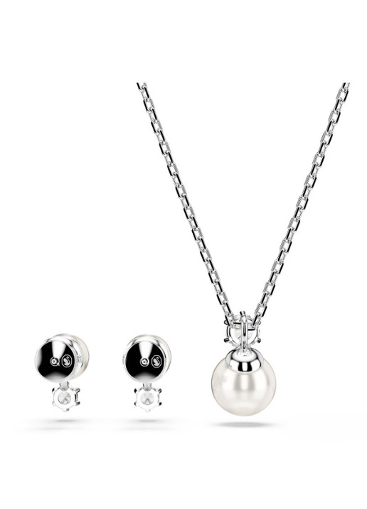 Swarovski Matrix set van ketting en oorknopjes met kristal - detail 3 zilver