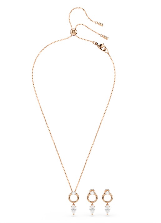 Swarovski Mesmera set van ketting en oorstekers met zirkonia - detail roségoud