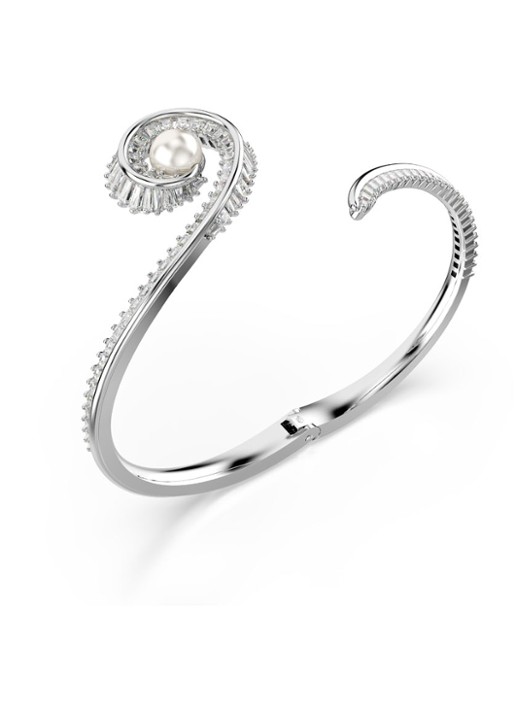 Swarovski SS25 Capsule bangle met kristal M - detail 3 zilver