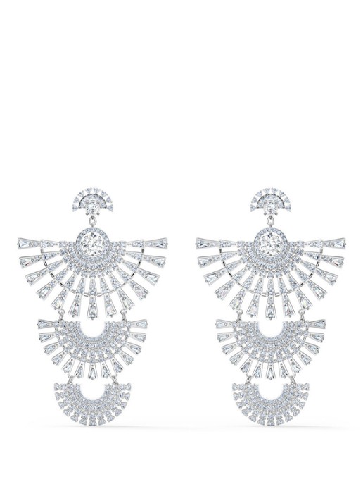 Swarovski Statement oorbellen met kristal - voorkant zilver