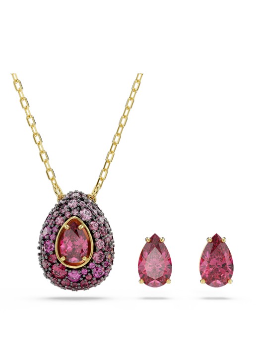 Swarovski Sublima set van ketting en oorknopjes met kristal - voorkant 6 goud