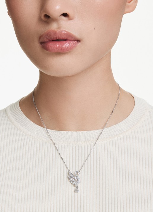 Swarovski Swan ketting met zirkonia - voorkant 2 zilver