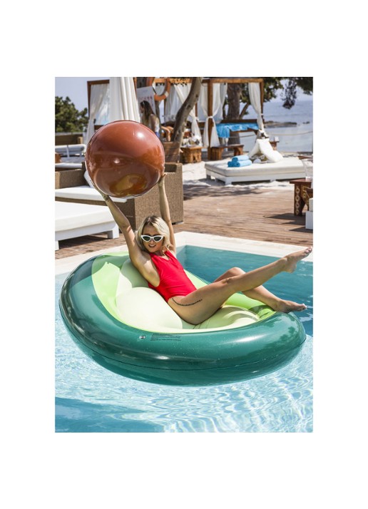 Swim Essentials Opblaasbaar Avocado luchtbed met strandbal - voorkant 2 groen