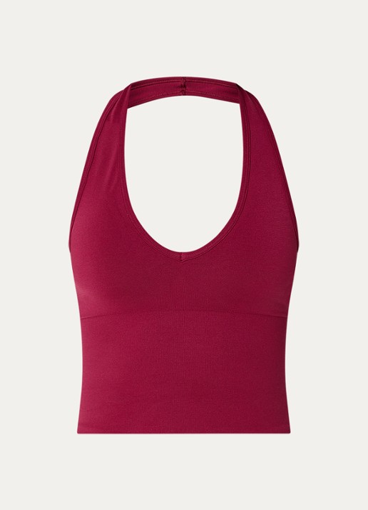 TALA Sculpt Seamless trainings haltertop met light support - voorkant 3 kersenrood