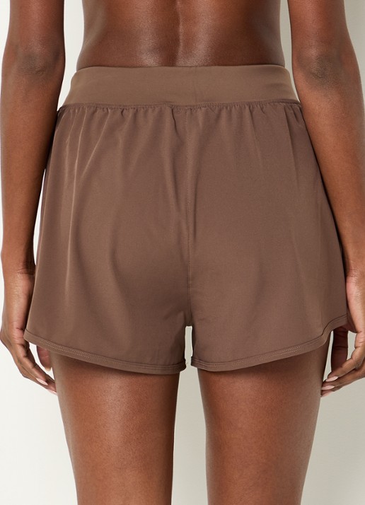 TALA SkinLuxe high waist straight fit trainingsshort met ritszakken - achterkant 3 bruin