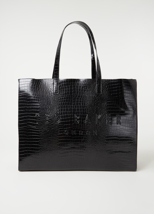 Ted Baker Alicon shopper met crocostructuur - voorkant 4 zwart