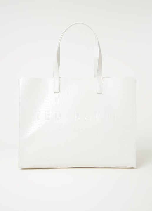 Ted Baker Alicon shopper met crocostructuur - voorkant 4 creme