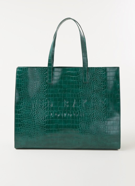 Ted Baker Alicon shopper met crocostructuur - voorkant 3 donkergroen