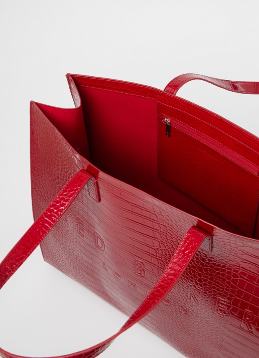 Ted Baker Alicon shopper met crocostructuur - detail donkerrood