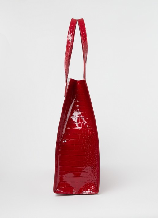 Ted Baker Alicon shopper met crocostructuur - detail 2 donkerrood