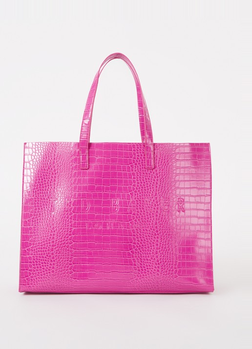 Ted Baker Alicon shopper met crocostructuur - voorkant 4 oudroze