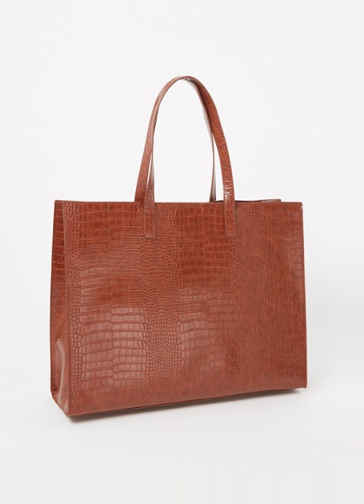 Ted Baker Alicon shopper met crocostructuur - achterkant bruin