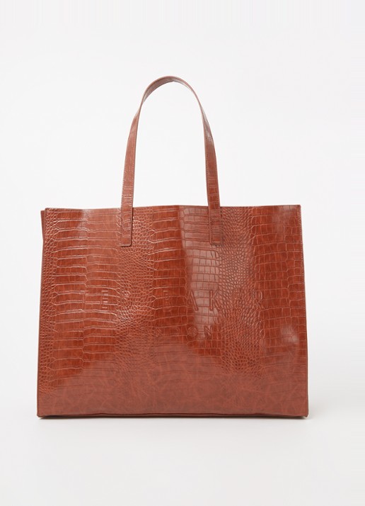 Ted Baker Alicon shopper met crocostructuur - voorkant 4 bruin