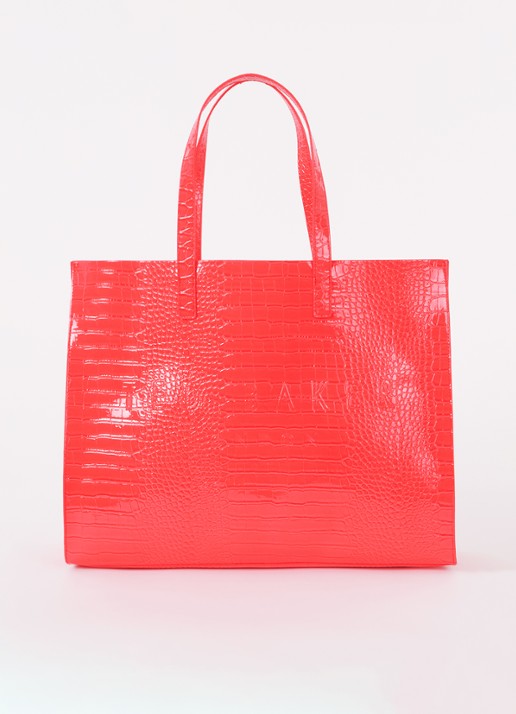 Ted Baker Alicon shopper met crocostructuur - voorkant koraal