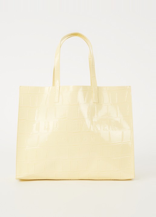 Ted Baker Alicon shopper met crocostructuur - voorkant lichtgeel