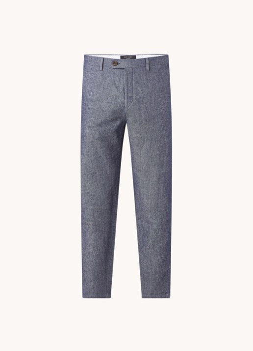 Ted Baker Bambtro tapered fit cropped pantalon in linnenblend - voorkant donkerblauw
