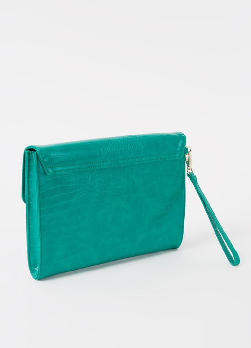 Ted Baker Crocey clutch met crocostructuur - achterkant groen