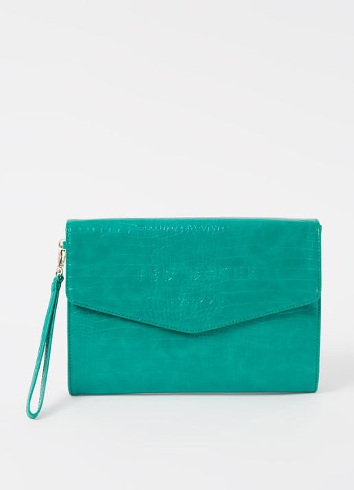 Ted Baker Crocey clutch met crocostructuur - voorkant 2 groen