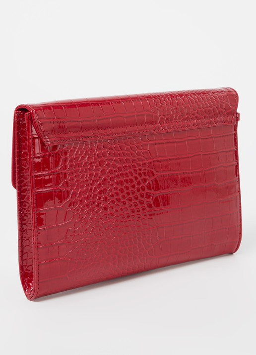 Ted Baker Crocey clutch met crocostructuur - achterkant donkerrood