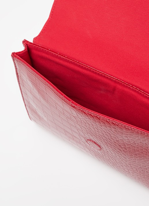 Ted Baker Crocey clutch met crocostructuur - detail 3 donkerrood