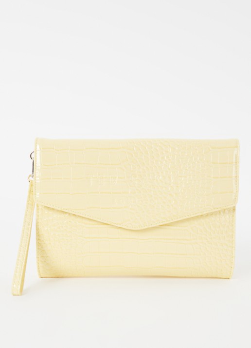 Ted Baker Crocey clutch met crocostructuur - voorkant 4 lichtgeel